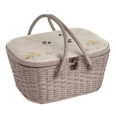 Image of Groves Hobby Gift Sewing Box, Wicker Basket, Applique, Linen Bee (HGLHB)