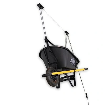 Image of StoreYourBoard Wheelbarrow Ceiling Hoist, Garage Storage Pulley System, Heavy Duty Holds 150 lbs