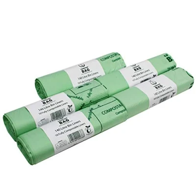 Image of 140 Litre x 50 Bags Compost Bag Compostable Wheelie Bin Liner Biodegradeable Sacks/Liners EN 13432 140L with Composting Guide