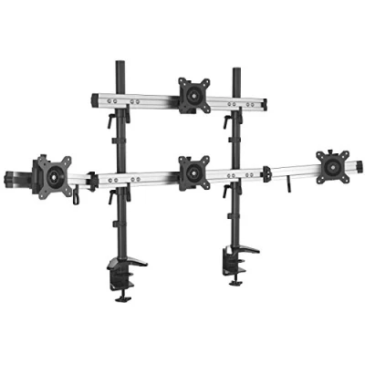 Image of HFTEK MP234C N Quadruple 4 monitor desk mount stand holder bracket control center for screen 15 to 27 inches with VESA 75/100