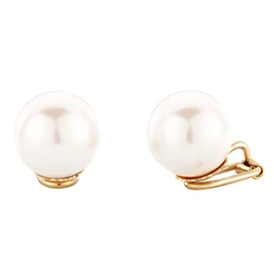 Image of Traveller® Jewellery Clip on Earrings 22 Carat Gold Plated or Rhodium Pearl Diameter 14 mm