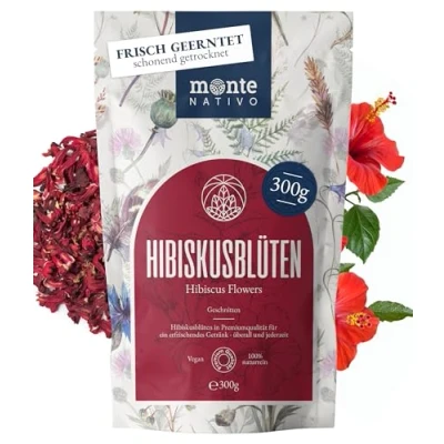 Image of Hibiscus tea Monte Nativo (300g) 100% pure and natural Flowers Flower for Herbal infusions dessert decorations Carcade Fruit