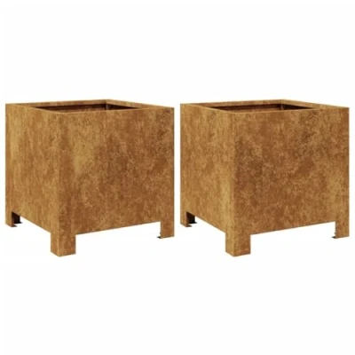 Image of vidaXL Garden Planters 2 pcs 30x30x30 cm Weathering Steel