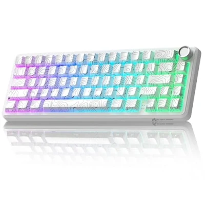 Image of ATTACK SHARK X65PRO HE Rapid Trigger Wireless Gaming Keyboard, 0.01mm RT Accuracy 8000Hz Wired Keyboard with Magnetic Switch, Adjustable Actuation, Snap Tap, RGB Lighting for PC/Mac, White Contours