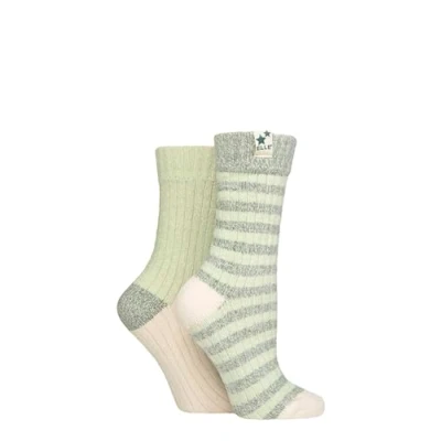 Image of Elle Women&#039;s Ribbed Boot Socks Feminine, Chunky and Soft, For the Outdoors, Walking Hiking in a Multipack of 2 Size 4 8 Light Pine