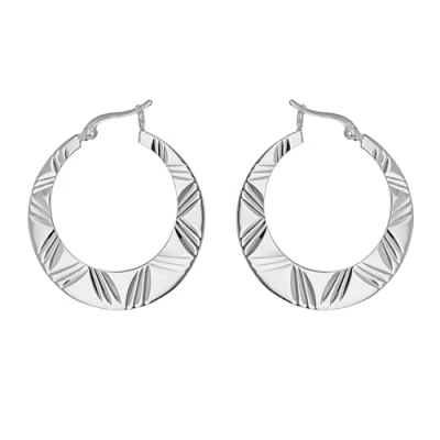 Image of Tuscany Silver Women&#039;s Sterling 22 mm Flat Creole Earrings