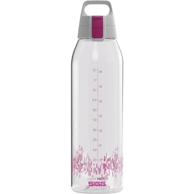 Image of Sigg Tritan Renew Transparent Water Bottle Total Clear ONE MyPlanet Anthracite Suitable For Carbonated Beverages Dishwasher Safe With Fruit Strainer Leakproof BPA Free purple 1.5L