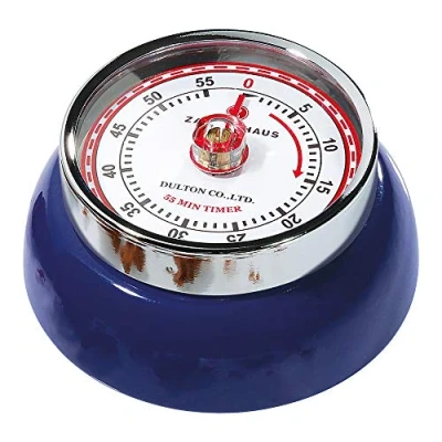 Image of Zassenhaus M071832 Magnetic Retro 60 Minute Kitchen Timer, Steel, Navy Blue