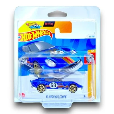Image of Hot Wheels El Segundo Coupe (Blue &amp; White) 1/5 HW Turbo 2024 51/250 (Short Card) COMES IN A GENUINE KLAS CAR KEEPER PROTECTOR CASE HTD10