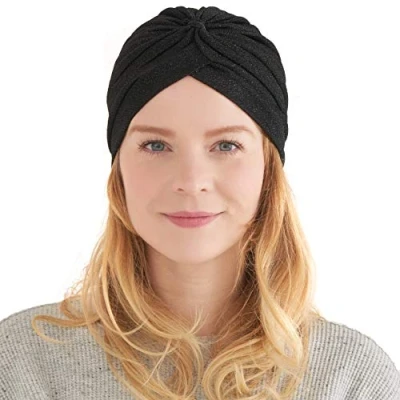 Image of CHARM Casualbox Glitter Fashion Turban Hat Twist Boho Headwrap Arabian Festival Chemo Black