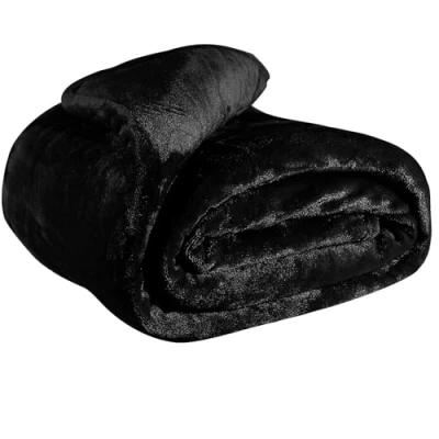 Image of EHC Fleece Blanket sofa Throw, Cozy Soft Fluffy Throws for Large Bed and Couch Double, Black, 150x200cm
