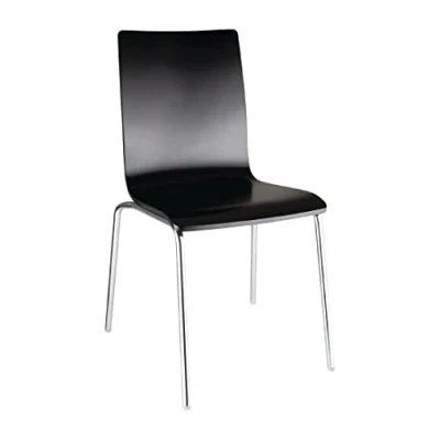 Image of Bolero Side Chair with Square Back in Black Steel Frame Beech Veneer
