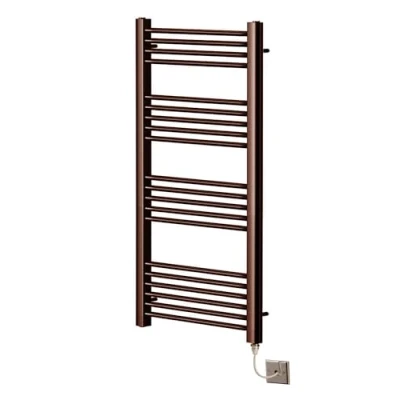 Image of Greened House Brushed Bronze Electric Straight Heated Towel Rail Flat Radiator (400mm W x 1200mm H)