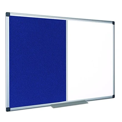 Image of Bi Office Combination Board Maya, Blue Felt/Melamine, Aluminium Frame, 180 x 120 cm