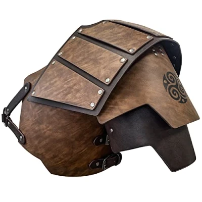 Image of HiiFeuer Viking Faux Leather Single Pauldron Armadura de hombro, Retro Medieval Knight Shoulder Armor for LARP/Cosplay (Brown)