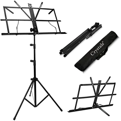 Image of Height Adjustable Foldable Music Orchestral Book, Paper &amp; Mic Holder Tripod Stand With Carry Bag (Paper Stand)