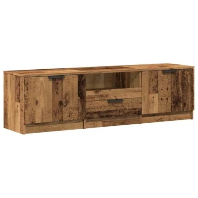 Image of vidaXL tv cabinet 140x35x40 cm old wood media stand with drawers and shelves for living room/bedroom modern engineered console