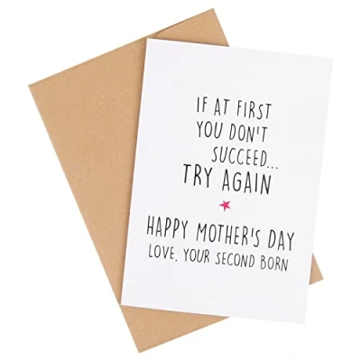 Image of CJ&amp;M funny Mother&#039;s Day card, Card for mum, mom, Mothers her, sibling Second Born child,Mother&#039;s From