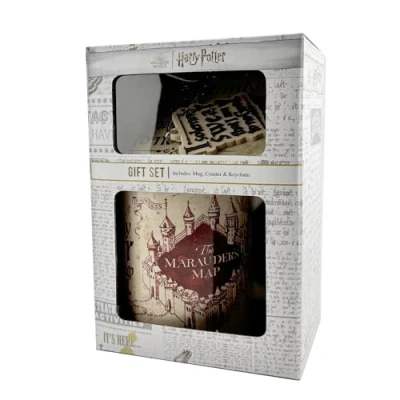 Image of Pyramid International Harry Potter Marauders Map Gift Set with Ceramic Mug, Keyring and Coaster in Box Official Merchandise