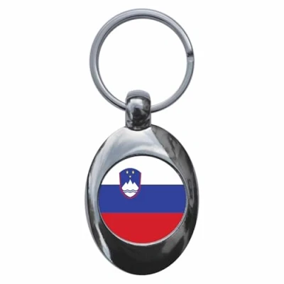 Image of Ozorath Slovenia National Flag Keyring Keychain Key Ring Chain With Trolley Coin