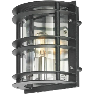 Image of Stockholm 1 Light Outdoor Wall Black IP55, E27