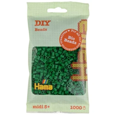 Image of Hama Midi Bio Beads Bag Approx. 1000 Fuse Mosaic Decoration Arts &amp; Craft for Creative Children Ages 5+ Green