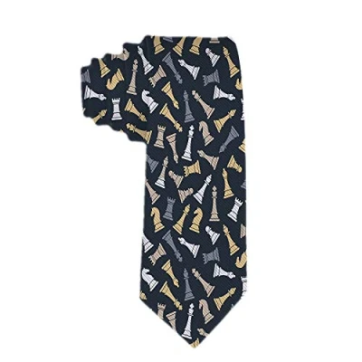 Image of Hongfacai Men&#039;s Ties Business Necktie for Men Chess on Grey Fashion Neck Tie Slim Skinny Xmas Wedding Formal Party (145 x 8 cm)