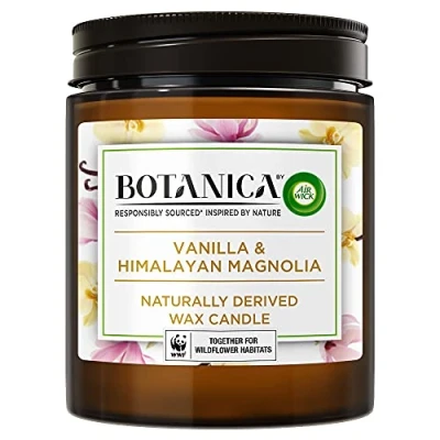 Image of Botanica by Air Wick Freshener Naturally Derived Wax Candle Vanilla and Himalayan Magnolia 205 g