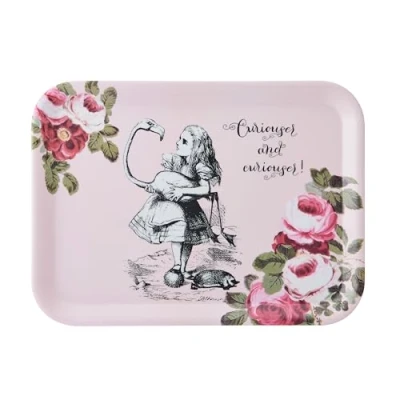 Image of Mikasa and the V&amp;A Serving Tray, Large Melamine Tray for Drinks Afternoon Tea, Alice in Wonderland Collection, 43cm x 32cm, Perfect Gifting