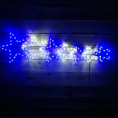 Image of 1.2m LED Rope Light 7 Star Silhouette Christmas Decoration in Cool White &amp; Blue