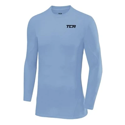Image of TCA Boys&#039; SuperThermal Compression Base Layer Football Running Top Long Sleeve Thermal Under Shirt Ice Blue, 12 14 Years