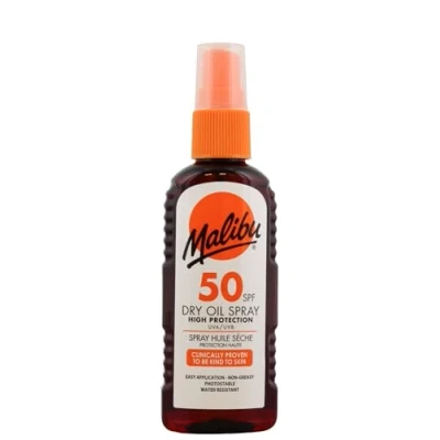 Image of Malibu Sun SPF 50 Non Greasy Dry Oil Spray for Tanning, High Protection, Water Resistant, 100ml