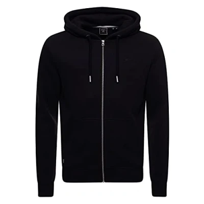 Image of Superdry Men&#039;s Vintage Logo EMB Ziphood BB Hooded Sweatshirt, Black, XXL