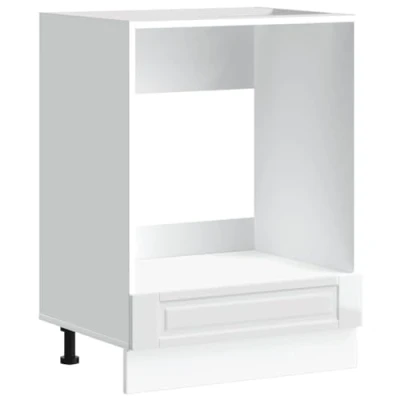 Image of vidaXL Porto High Gloss White Engineered Wood Oven Cabinet Compact Kitchen Storage Unit for Oven/Microwave with Adjustable Feet