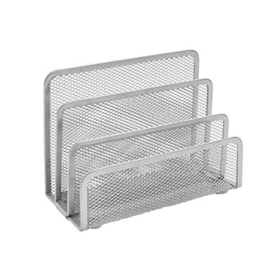 Image of OSCO Silver Wiremesh Letter Holder Mail Sorter Post Rack Envelope Organiser Document Stand Desk File Storage Display Slots H13.4 x W17.5 D8 cm