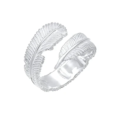 Image of Elli Women&#039;s 925 Sterling Silver Adjustable Feather Wrap Ring, Size Normal
