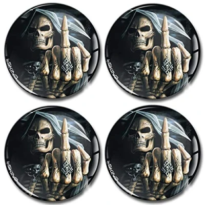 Image of SkinoEu® 4 x 70mm DOMED 3D WHEEL RIMS CENTER STICKERS FOR CENTRE HUB TRIM CAPS SKULL AUTO MOTO CAR LOGO BADGE A 2570
