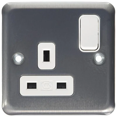 Image of MK K2958BRC Single Dual Earth Switch Socket with Double Pole Brushed Chrome