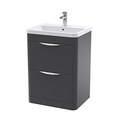 Image of Balterley Floor Standing 2 Drawer Vanity Unit with Ceramic Basin 600mm Soft Black