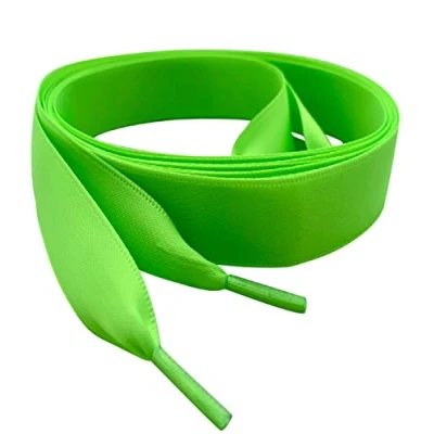 Image of My Ribbon Laces Lime Green Satin Shoelaces for Bootlaces To Fit Boot 1460w 8 eyelet /142cm /56&quot;