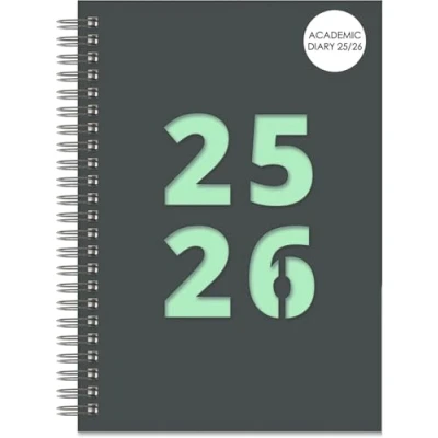 Image of 2024 2025 Academic Diary Wiro A5 Size Week to View Spiral Cover Diaries Mid Year Die Cut Planner (Blue)