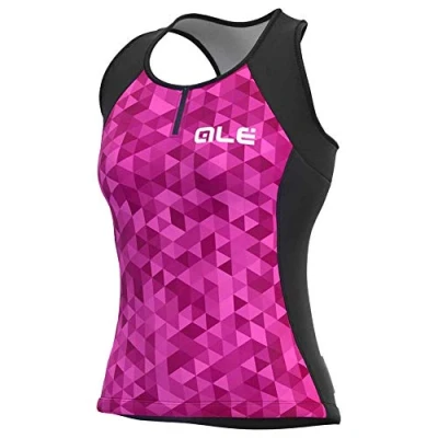 Image of Alé Cycling Women&#039;s Solid Triangles Tank Top, Fluo Pink/Violet, XS