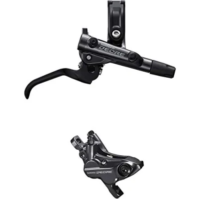 Image of SHIMANO Deore BR M6120/BL M6100 bled brake lever/post mount 4 pot calliper, front right, Black, M6120RF