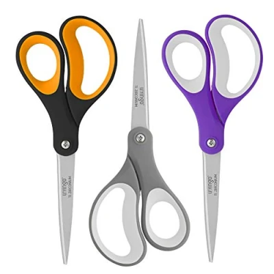 Image of LIVINGO Scissors, 8&quot; Office Stationery Set, Fabric Dressmaking Sewing Sturdy Sharp All Purpose Shears for Home School Craft DIY, Titanium Coated Blades, Comfort Grip, 3 Pack
