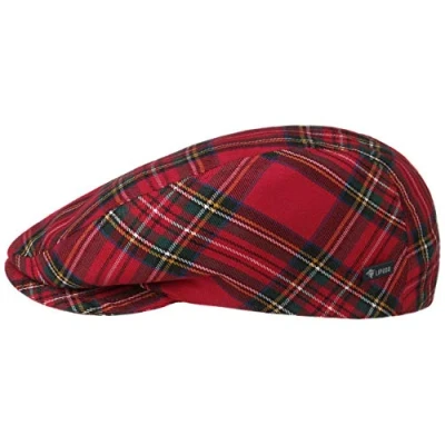 Image of Lipodo Women s/Men s Scottish Tartan Flat Cap Made in Italy Fall/Winter Peaked Winter with Quilted Fabric Lining Checked Pattern Flatcap red 59 cm