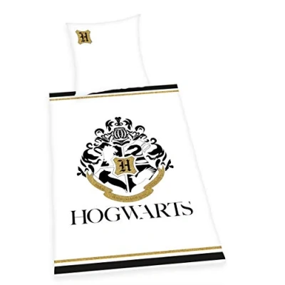 Image of Herding HARRY POTTER Bedding Set, With gold print, Reversible Motif, Duvet Cover 135 x 200 cm, Pillow Case 80 Cotton/Renforcé