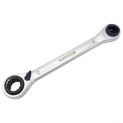 Image of DAKCOS 4 in 1 Combination Ratchet Spanner 8x10 12x13mm Double End Ring Wrench CR V with Matt Chrome Finish