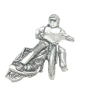 Image of Gift Boxed Pewter Speedway Grass Track No 1 moter Bike Badge pin or Brooch for Scarf, Tie, Hat, Coat Bag