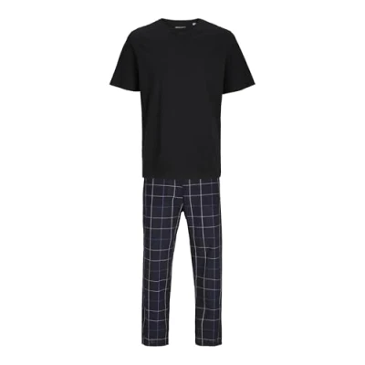 Image of Jack &amp; Jones Giftbox Pyjama set, Men&#039;s, Size: Medium, Black pack pants navy check
