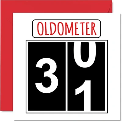 Image of Fun 31st Birthday Cards for Men Woman Oldometer Happy Card Dad Mum Son Daughter Brother Sister Uncle Auntie Cousin, 145mm x Greeting Cards,